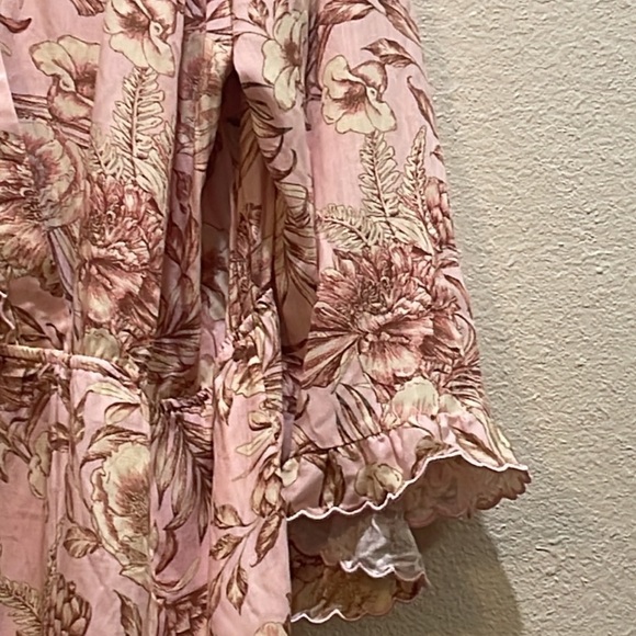 Romantic Floral Print Flare Sleeve Romper - Agua Bendita Blush 3X - Picture 5 of 11